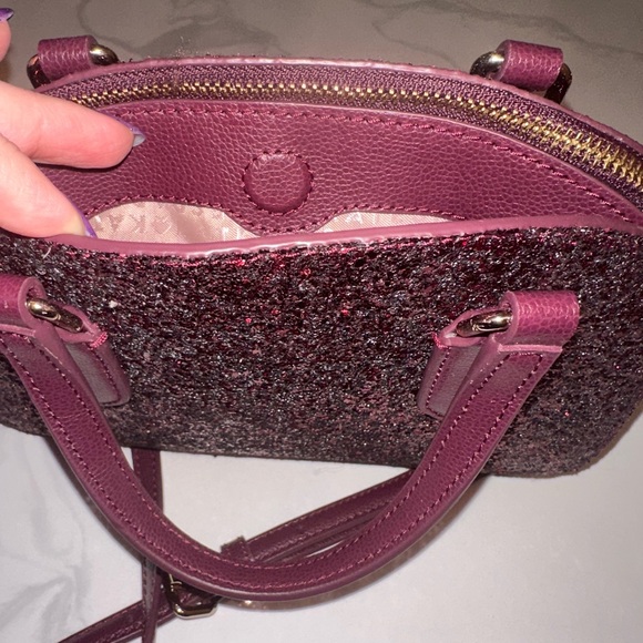Kate Spade Red Glitter Dome Satchel Crossbody Bag - Picture 7 of 8